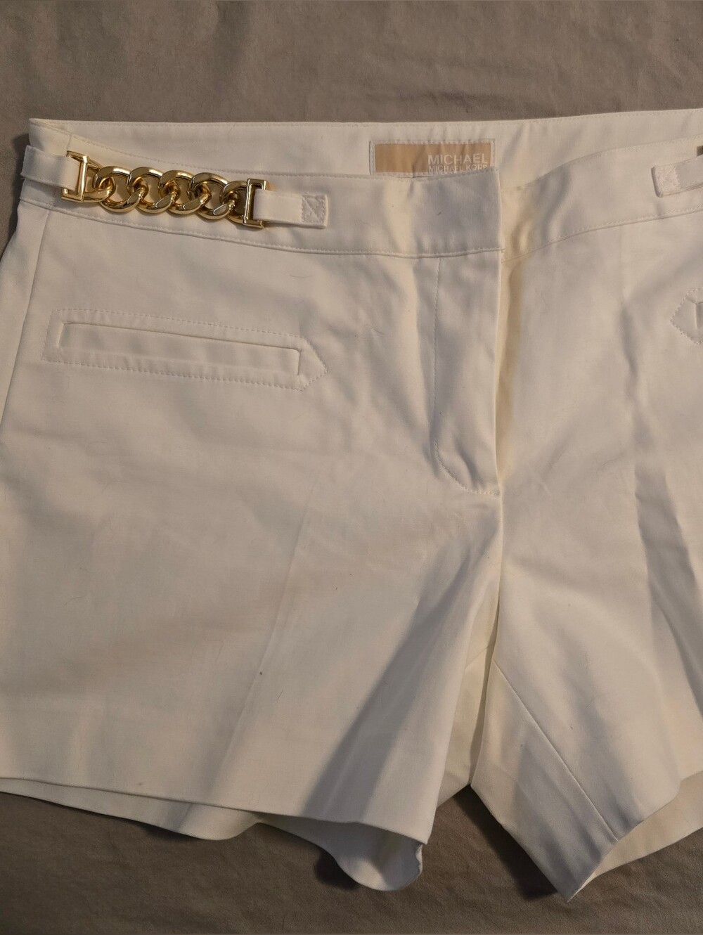 NWT Michael Kors White Shorts with Gold Chain Accent